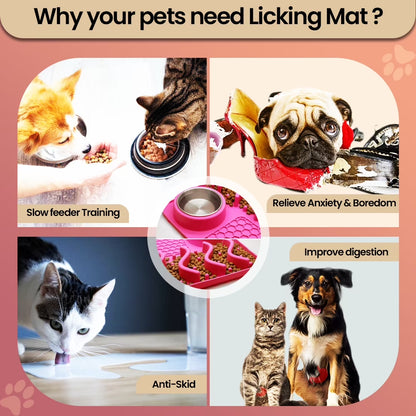 Slow Feeder Dog Lick Mat, Food Grade Silicone, Blue Solid Print, 1 Pack