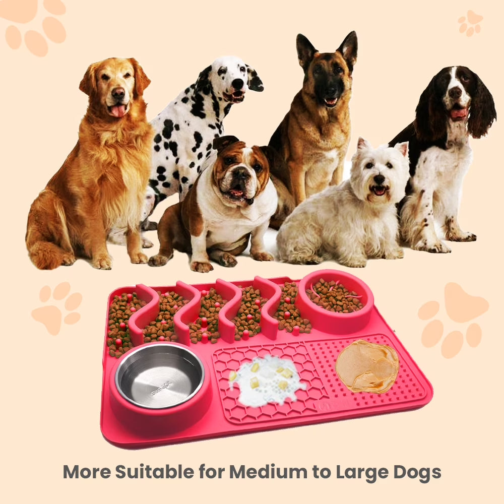 Slow Feeder Dog Lick Mat, Food Grade Silicone, Blue Solid Print, 1 Pack
